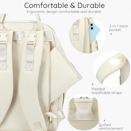 AIJIEKE Diaper Bag Backpack, Large Multi-functional Diaper Backpack, Beige - color: Beige
