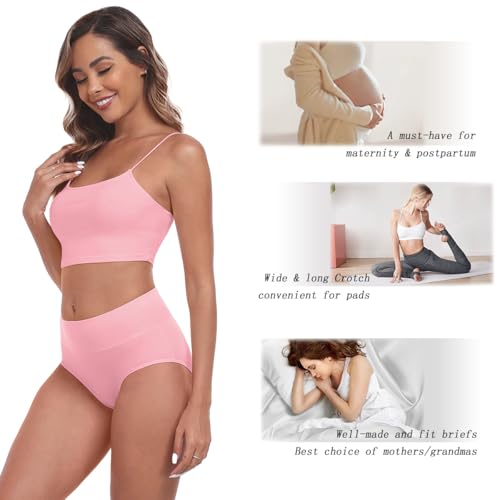 IWOLLENCE Womens Cotton Postpartum Underwear High Waisted Full Coverage Panties Plus Size & Regular - color: Multicolor-5pack-a1, size: Medium