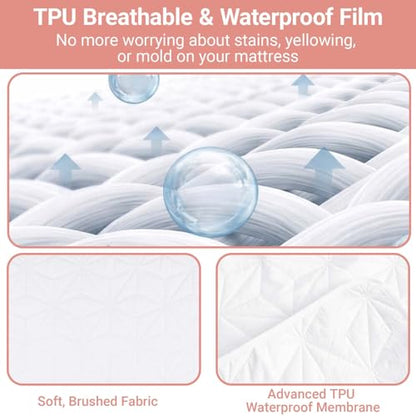2 Pack Quilted Bed Pads Washable Waterproof 34x36 Inch White - color: White, size: 34"x36"