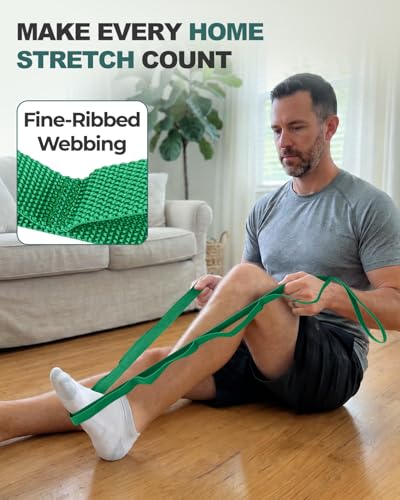 Trideer Stretching Strap with Loops for Physical Therapy,Non-Elastic - color: Onyx Black