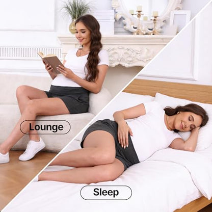 Eileithyia Women's Maternity Lounge Shorts with Pockets Cooling Summer Maternity Clothes Pregnancy Must Haves - color: 2pack Black/Dark Grey, size: Small-Medium