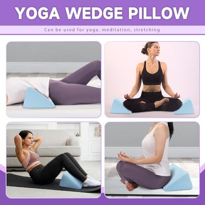 Small Wedge Pillow, Small Wedge Pillow for Sleeping - color: Blue-17.7"