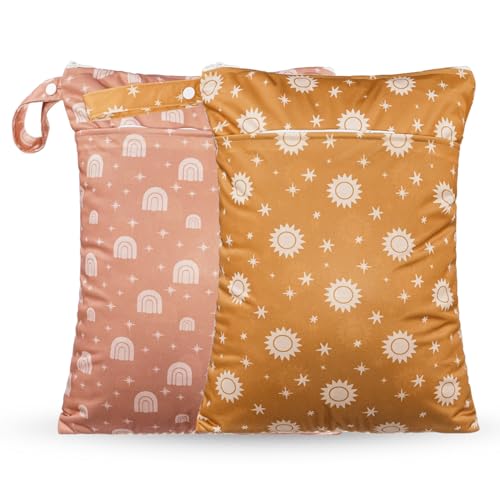 Waterproof Wet Dry Bags with Two Zippered Pockets and Handle - color: Gold