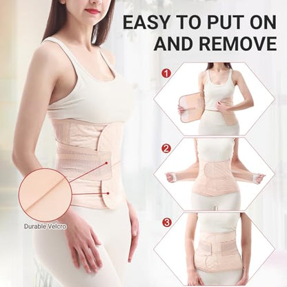 Trendyline Postpartum Belly Band Wrap: Adjustable Support Abdominal Binder - color: Beige, size: X-Large
