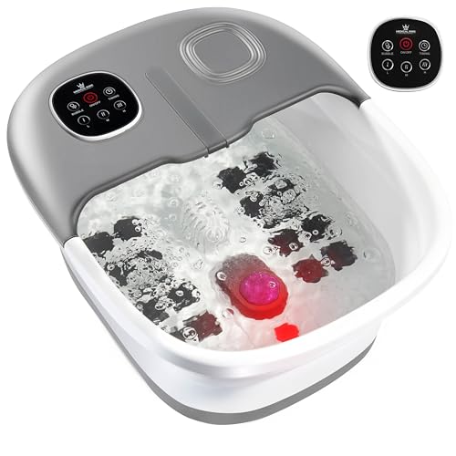 Medical king Foot Spa with Heat and Massage and Jets Includes A Remote Control A Pumice Stone Collapsible Foot Spa Massager with Heat and Massage Bubbles and Vibration - color: Grey