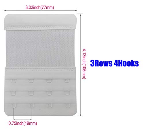 Tamlien 4 Hook Bra Extenders,Stretchy Soft Comfortable Bra Strap Extender - color: White/Skin Color- 6 Pcs Pack