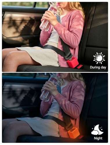 Glow In The Dark Seat Belt Buckle Holder, 2 Pack Silicone Universal - color: Red