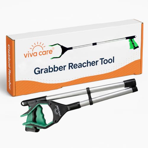 Grabber Reacher Pickup Tool – Foldable, Lightweight, Rotatable Clamp, Green - color: Green