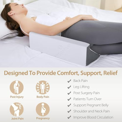 Body Wedge Pillow for Side Sleepers, Positioning Support - color: Gray White
