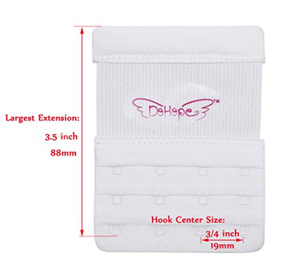 Elastic Back Bra Extender 4 Hook 3 Row 3/4" Stretchy Extension Tape Multi Color - color: 3pcs Black, White, Beige