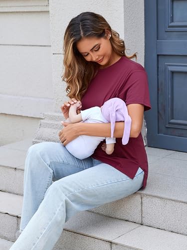 Liu & Qu 3 Pack Women's Breastfeeding Shirts Hidden Zipper Nursing Tops - color: Red+green+black, size: X-Large