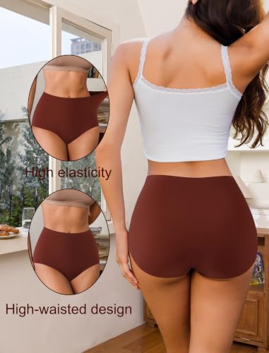 High Waisted Seamless Womens Underwear Comfort No Show Breathable 5 Pack - color: 5 Pack=beige-a3, size: XX-Large