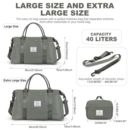 Travel Duffel Bags for Women,Carry-On Weekender Overnight Bag - color: Olive Green, size: Extra Large