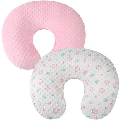 Dot Nursing Pillow Cover Set 2 Pack Compatible with Boppy Pillow - color: Pink & Floral