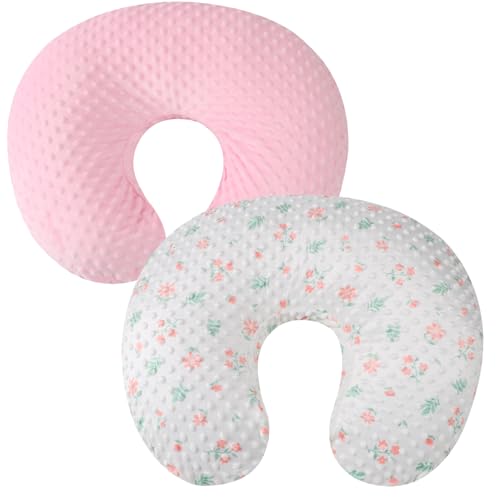 Dot Nursing Pillow Cover Set 2 Pack Compatible with Boppy Pillow - color: Pink & Floral