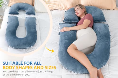 INSEN Pregnancy Pillows, Multi-use Maternity Pillows for Sleeping and Nursing, Sit up Pillow for Adults (Blue) - color: Blue
