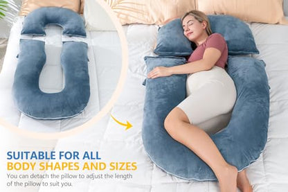 INSEN Pregnancy Pillows, Multi-use Maternity Pillows for Sleeping and Nursing, Sit up Pillow for Adults (Blue) - color: Blue