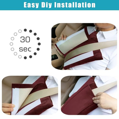 Post Surgery SeatBelt Pillow for Pregnancy Mastectomy Hysterectomy Recovery - color: Wine