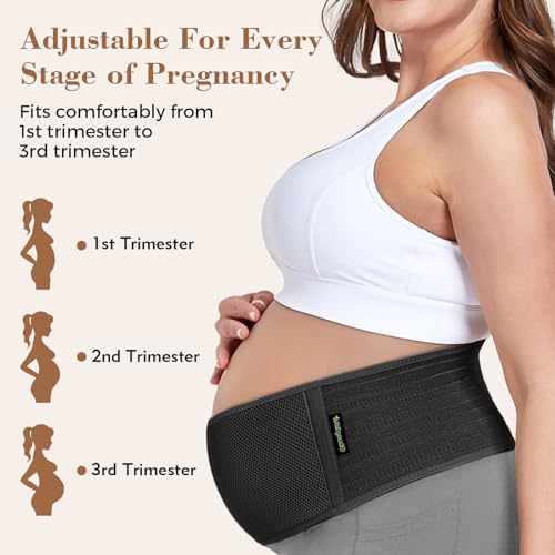 ChongErfei Pregnancy Belly Band Maternity Belt Back Support - color: Black, size: One Size