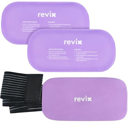 REVIX 2-Pack Gel Ice Packs Reusable, Hot Cold Gel Packs with Straps - color: Purple, size: Medium 10 x 5 Inch