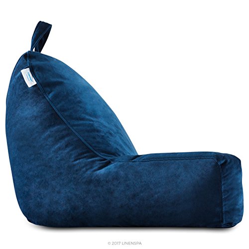 Linenspa XL Backrest Reading Pillow with Arms — Shredded Foam - color: Navy, size: X-Large without Neck Support