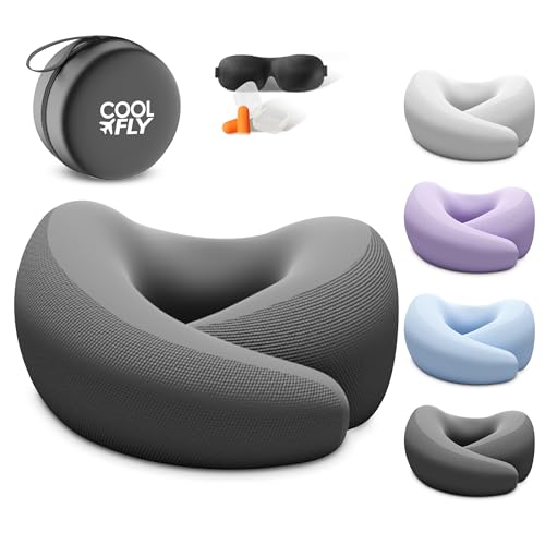 Cool Fly Airplane Travel Pillow Set. Fashion Chic Memory Foam Neck Pillow - color: Purple