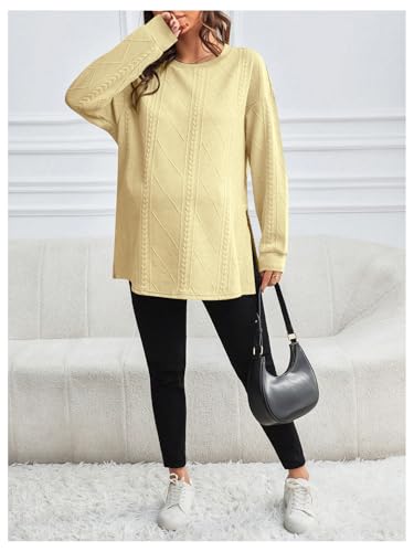 MakeMeChic Women's Maternity Sweatshirt Split Fall Maternity Clothes Tops - color: Apricot, size: Medium