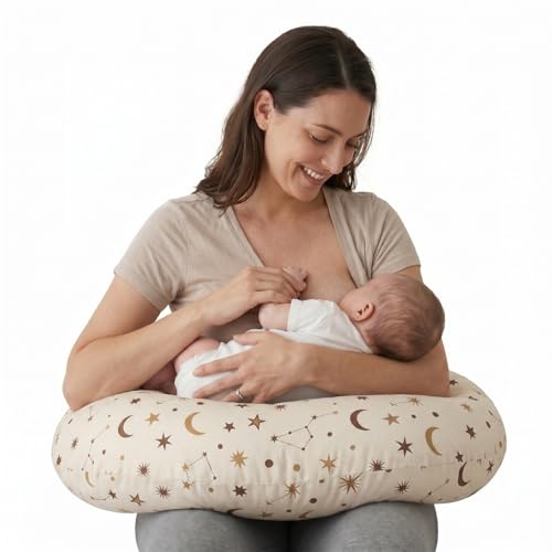 Nursing Pillow and Body Positioner for Breast Feeding and Bottle Feeding, Ultra Soft Breastfeeding Pillows with Removable Pillow Cover (Golden Galaxy) - color: Golden Galaxy