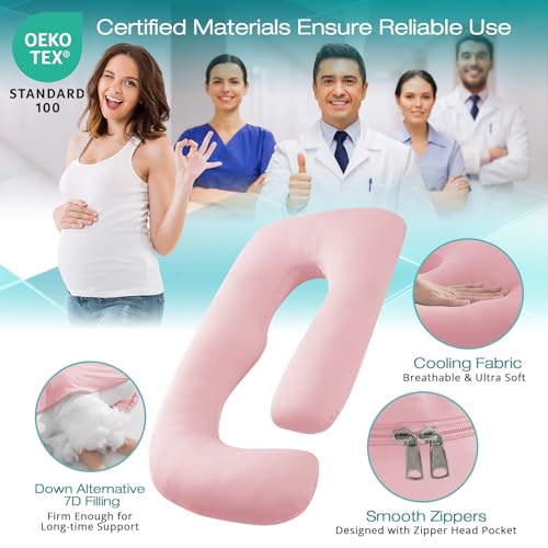 Cooling Pregnancy Pillows for Sleeping, 65'' Full Body Pillow, Light Pink - color: Light Pink, size: 65 Inch