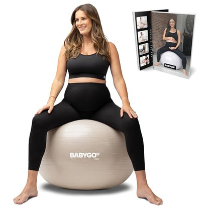 BABYGO Birthing Ball, Pregnancy & Labor, Award Winning Book - color: Oatmeal, size: 65cm - Manual