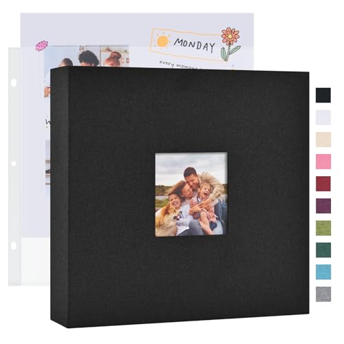 Mublalbum 12x12 Inch 3 Ring DIY Scrapbook Photo Album 40 Pages, Black - color: Black, size: 12x12 Inch 40 Pages