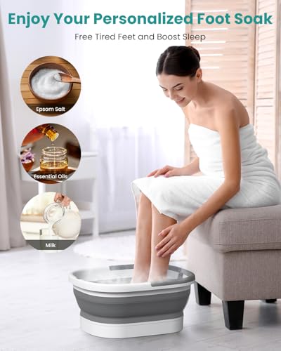 Nekteck Collapsible Foot Soaking Tub for Foot Bath Soak Foot Spa, Grey - color: Grey