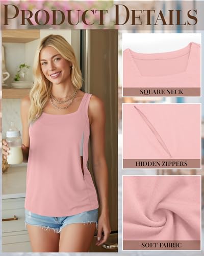 Oakgarden 3 Pack Women's Maternity Nursing Tank Tops - color: Black, White, Pink, size: Large