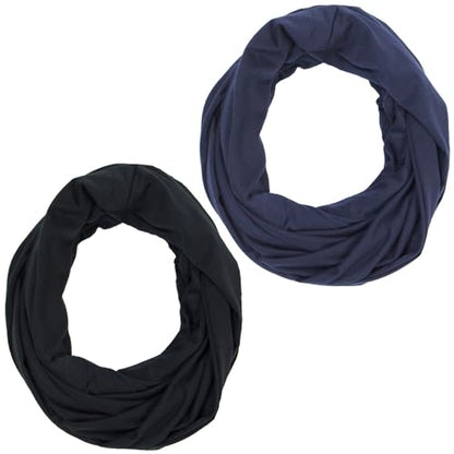 Nursing Cover Up Scarves for Breastfeeding Privacy Multi Use Infinity - color: Navy Blue & Solid Black