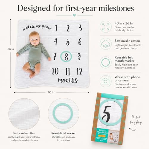 Kate & Milo Monthly Baby Milestone Blanket - color: Milestone Blanket