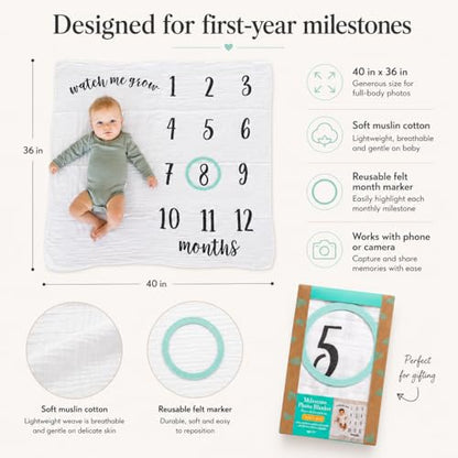 Kate & Milo Monthly Baby Milestone Blanket - color: Milestone Blanket