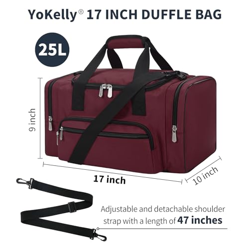17 inch Small Duffle Bag, Burgundy - color: Burgundy, size: 17 inch