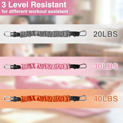Durable Comfortable Padded Handle Adjustable Pedal Resistance Band 20-40LBS for Full Body Workout - color: pink