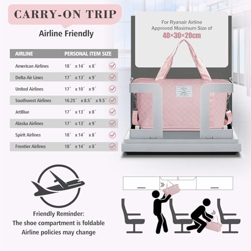 Geestock Travel Duffle Bag - Weekender Overnight Bags for Women, Pink