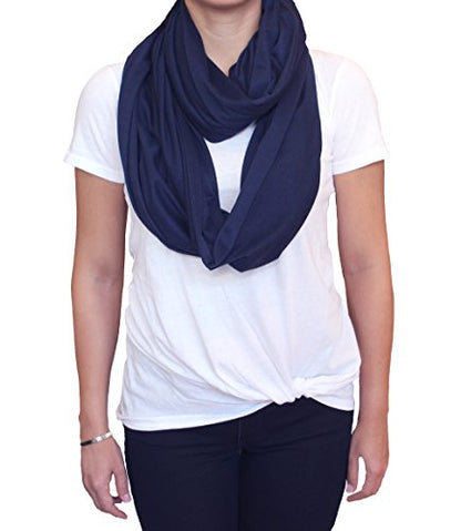 2pk Scarves Breastfeeding Privacy Cover Infinity Scarf Soft, Blue & Black - color: Navy Blue & Solid Black