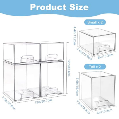 4 Pack Baby Bottle Storage Organizer for Countertop, Acrylic Storage Drawer