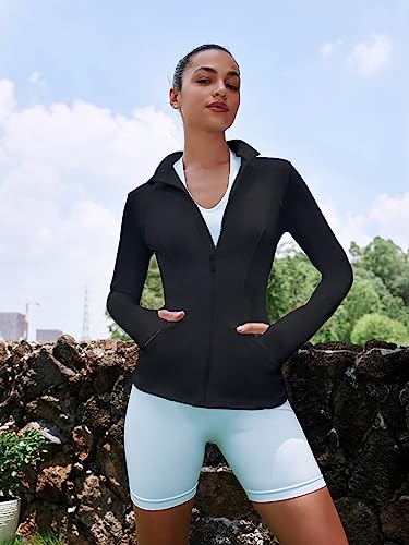 VUTRU Women's Workout Yoga Jacket Full Zip Running Athletic Track Jacket - color: Back Mesh Vent Black, size: X-Small