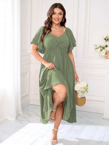 SCOMCHIC Women's Plus Size Cocktail Dress - color: Sage Green, size: X-Large Plus