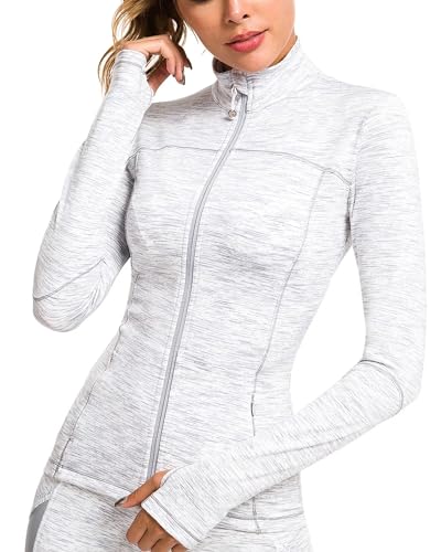 Queenie Ke Womens Running Jackets with Zipper Pockets - color: White Space Dye, size: Small