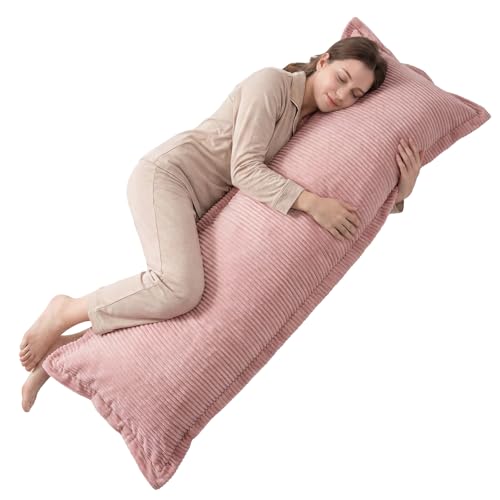 1 MIDDLE ONE Body Pillow, Memory Foam Body Pillows for Adults Sleeping, Long Pillow for Bed, Large Full Body Pillow for Side Sleeper with Removable Cover, 20x54 Inch (Pink) - color: Pink