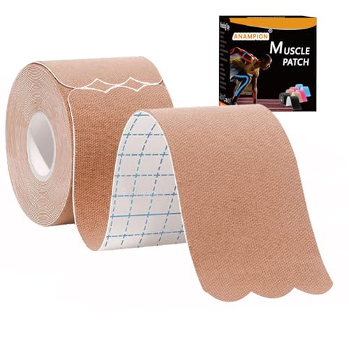 Kinesiology Tape Pro Precut 20 Strips Athletic Sports Waterproof Breathable Latex Free Tape for Ankle Wrists Knee Elastic Running Tennis Swimming Football Sports Activities Tapes (Nude) - color: Nude