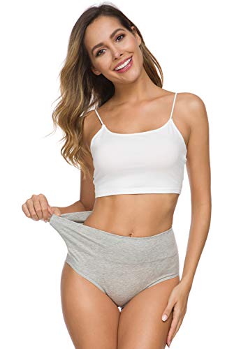 Wealurre Women's Comfort Cotton High Waist Underwear Breathable Soft Tummy Control Bikini Panties Plus Size - color: Blue-5pack, size: Medium