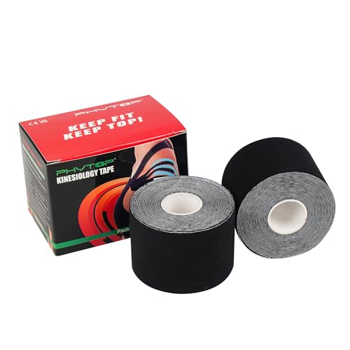 Muscle Kinesiology Tape 2 Rolls Black Uncut for Sports Recovery - color: Black
