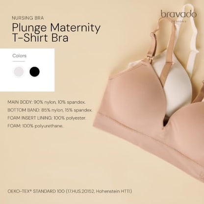 Bravado Designs Plunge T-Shirt Maternity & Nursing Bra - color: Black, size: Large