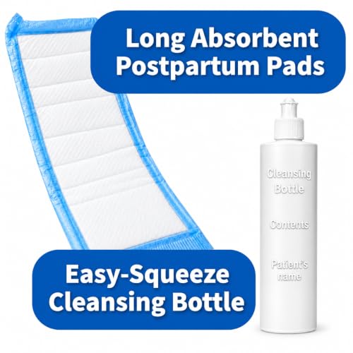 Vakly Postpartum Kit, 112 Pieces 100 Pads, 10 Underwear & 2 Peri Bottle - size: 112 Piece